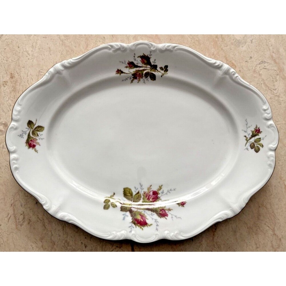 15" Oval Serving Platter Antoinette China JOHANN HAVILAND Bavaria Germany Roses